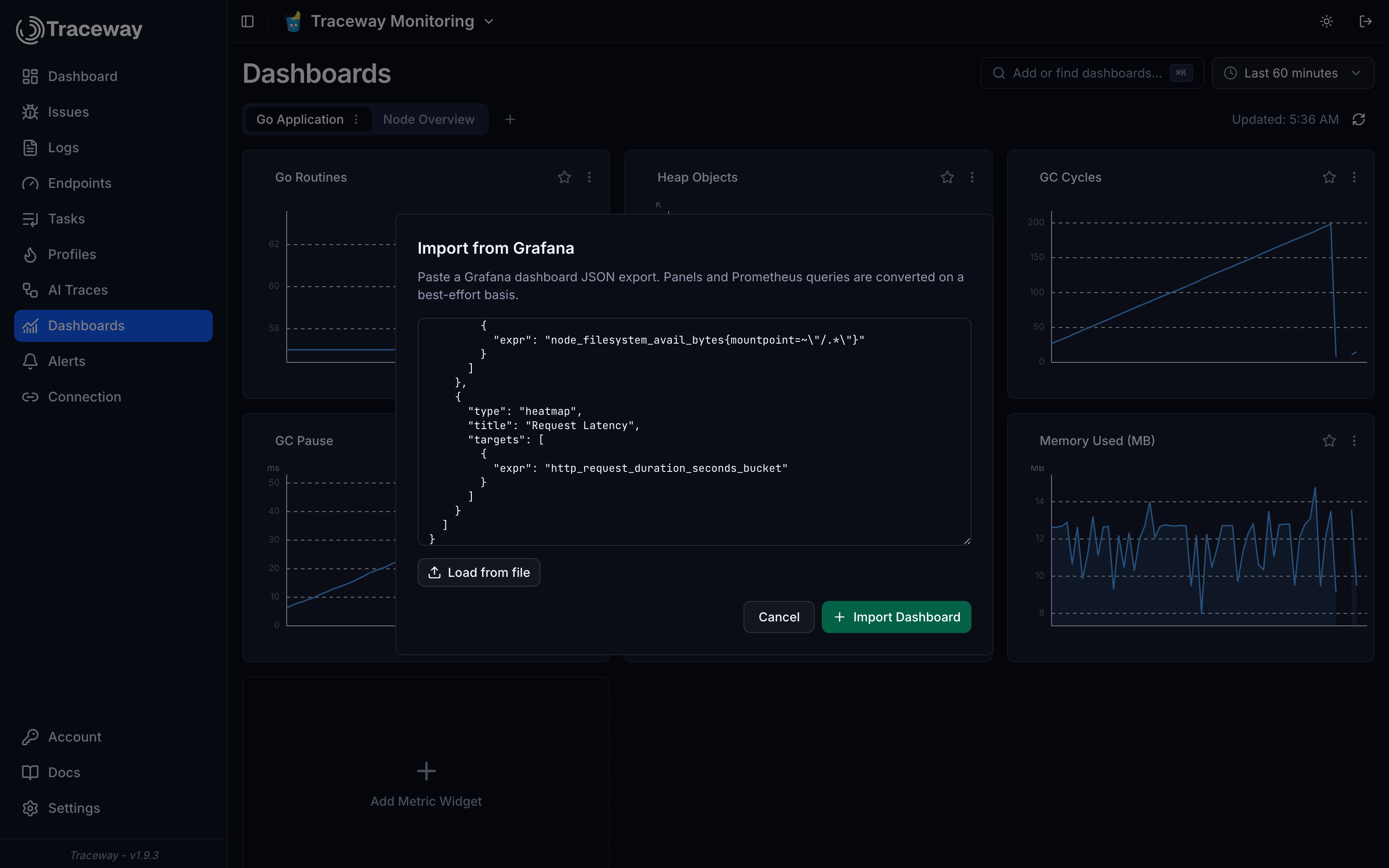 Grafana import