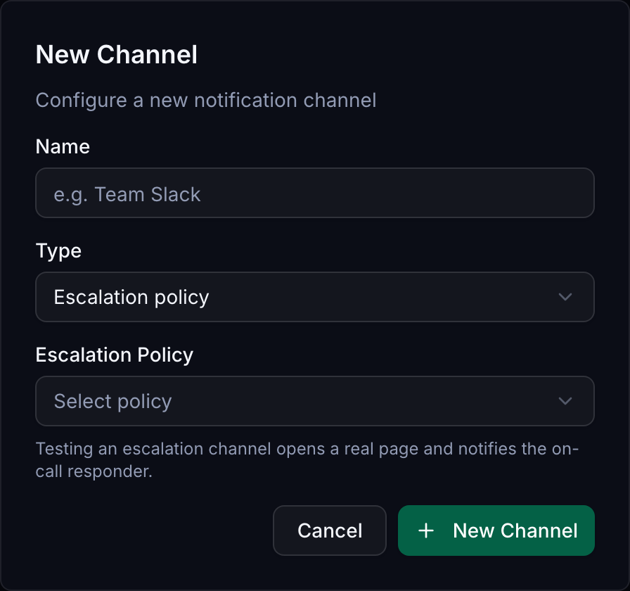 Creating an escalation channel