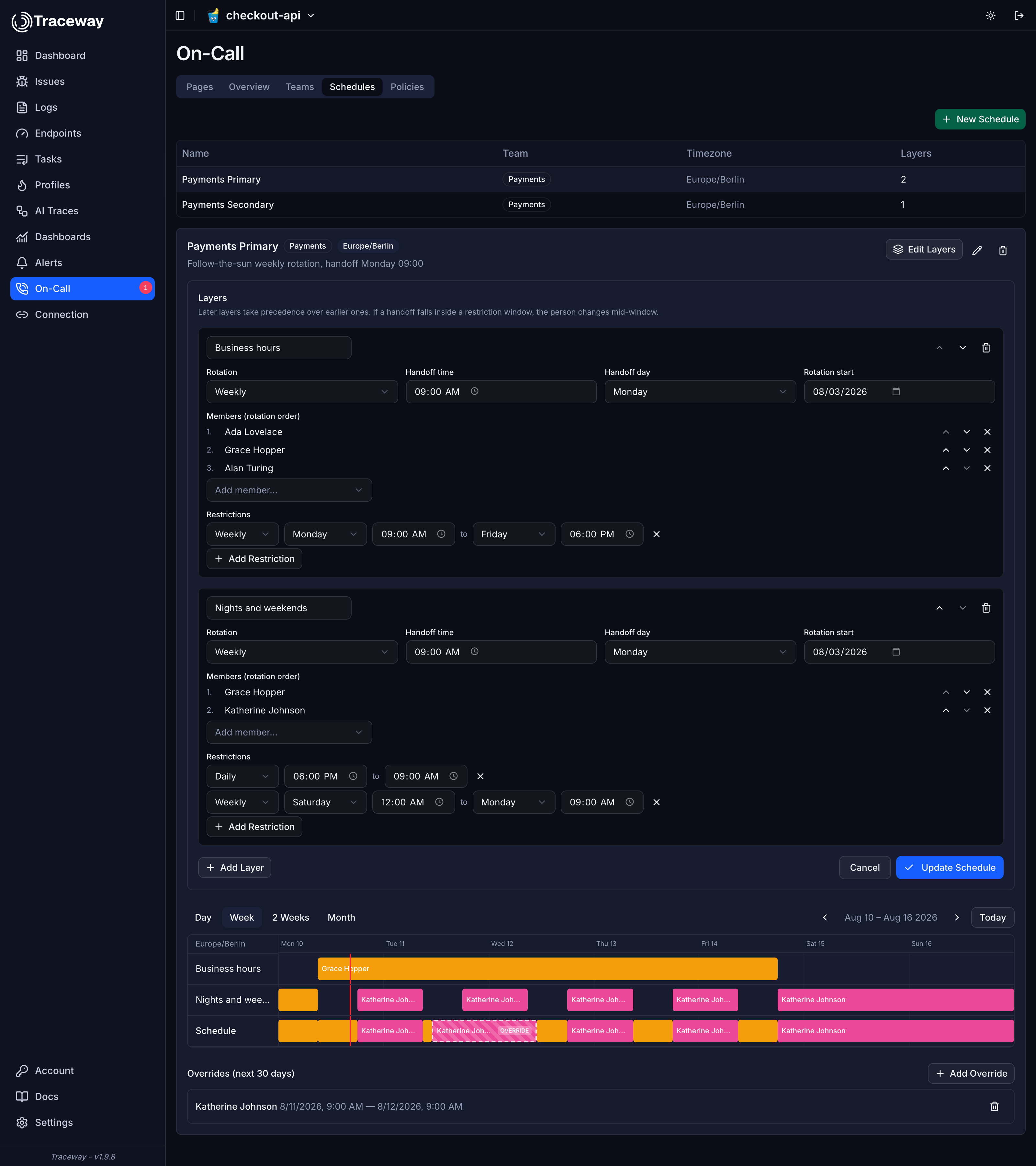 The layer editor with two stacked layers