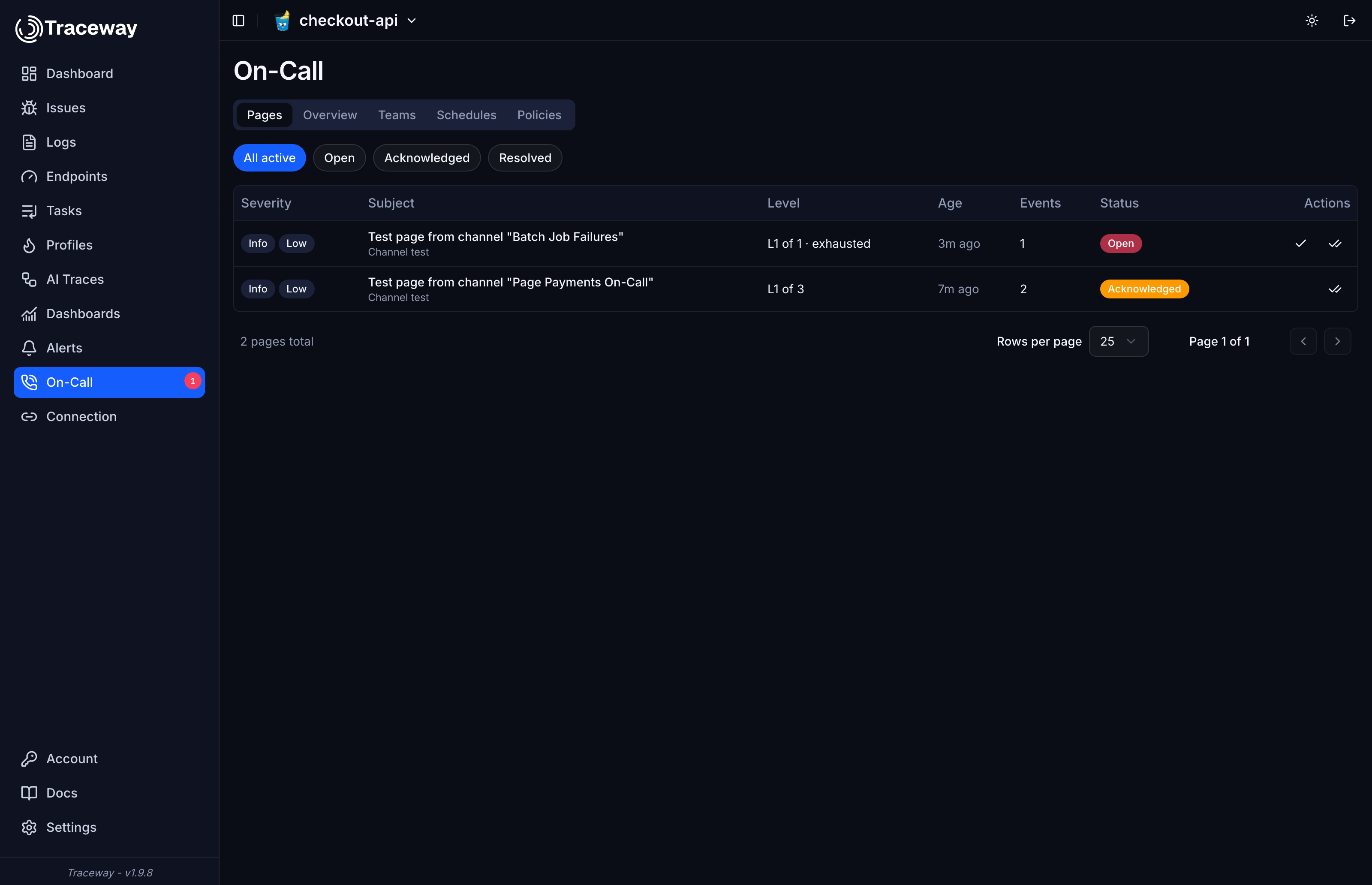 The On-Call page showing the incident queue