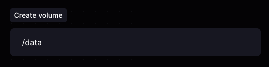 Railway volume mount path field set to /data